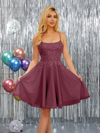 Nerissa plum front view homecoming dress