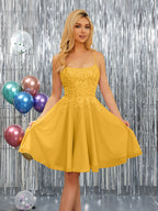 Nerissa gold front view homecoming dress