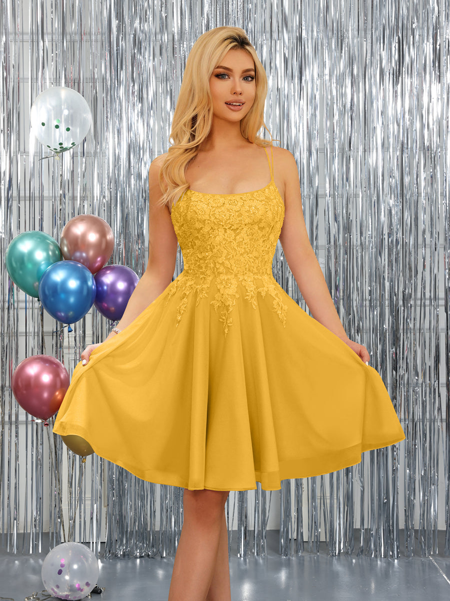 Nerissa gold front view homecoming dress