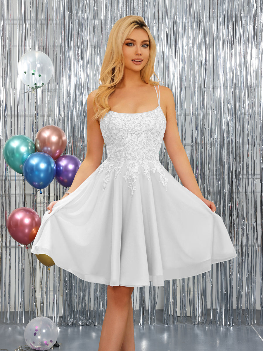 Nerissa ivory front view homecoming dress