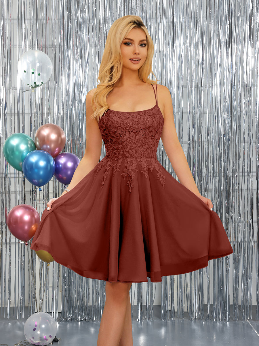 Nerissa rust front view homecoming dress