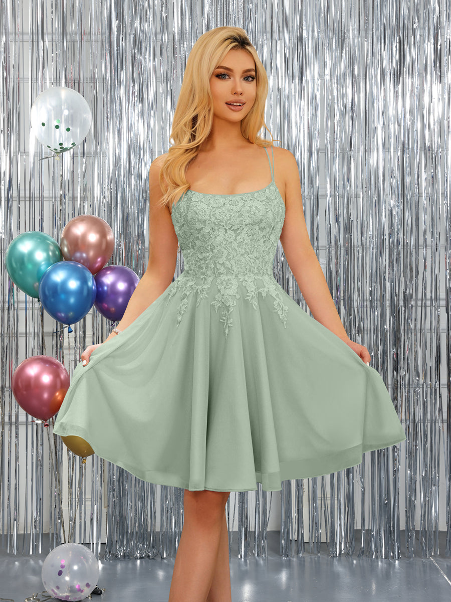 Nerissa sage green front view homecoming dress