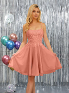 Nerissa coral front view homecoming dress