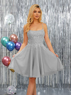 Nerissa silver front view homecoming dress