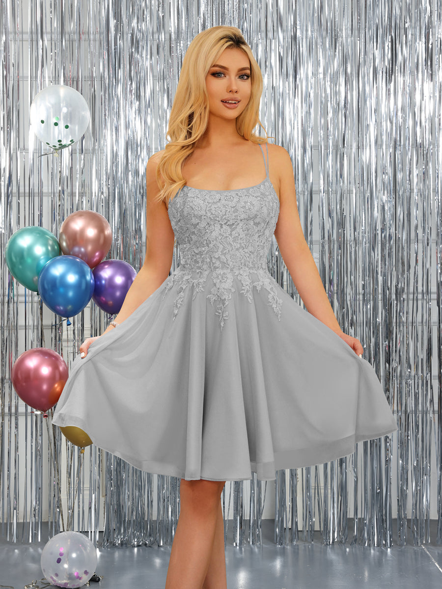 Nerissa silver front view homecoming dress