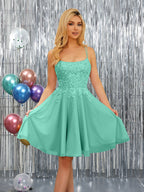 Nerissa pool blue alternate front view 3 homecoming dress