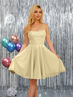 Nerissa yellow front view homecoming dress