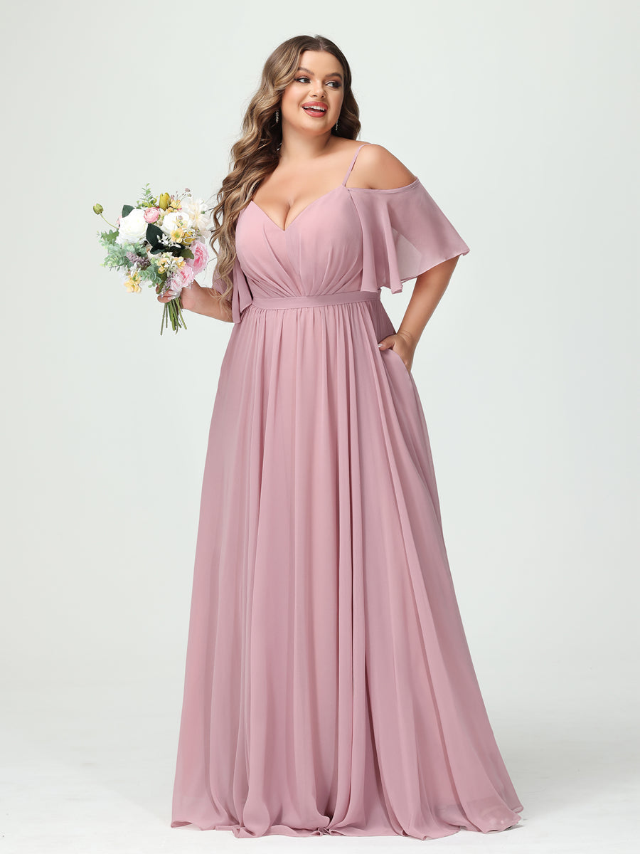 Ysolde Dusty Rose front view bridesmaid dress