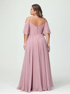 Ysolde Dusty Rose back view bridesmaid dress