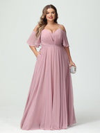 Ysolde Dusty Rose fabric detail bridesmaid dress