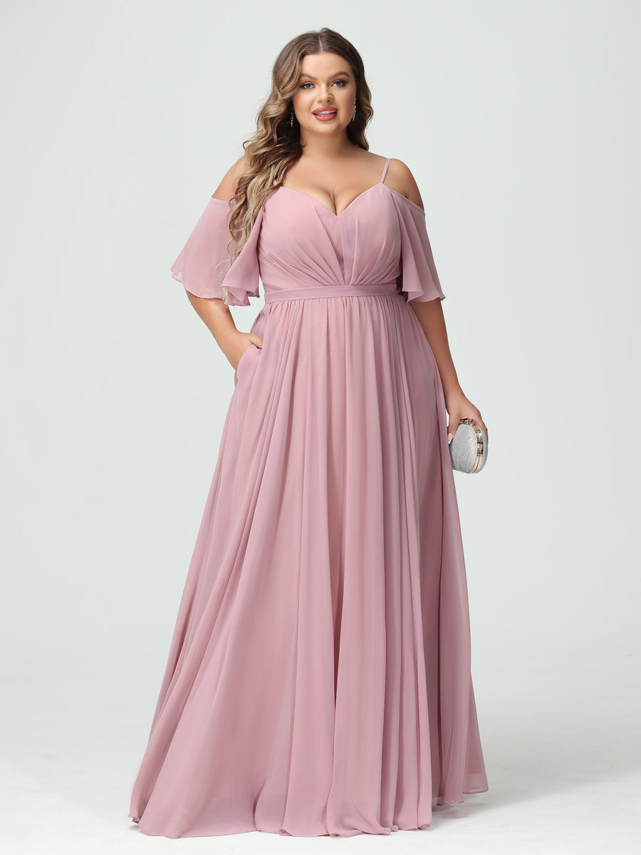 Ysolde Dusty Rose fabric detail bridesmaid dress