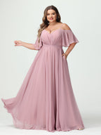 Ysolde Dusty Rose hem detail bridesmaid dress