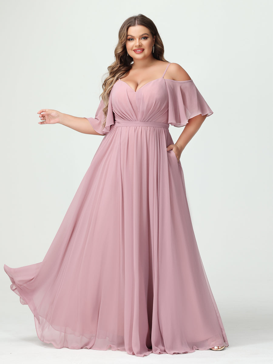 Ysolde Dusty Rose hem detail bridesmaid dress