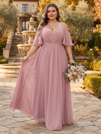 Ysolde Dusty Rose side view bridesmaid dress