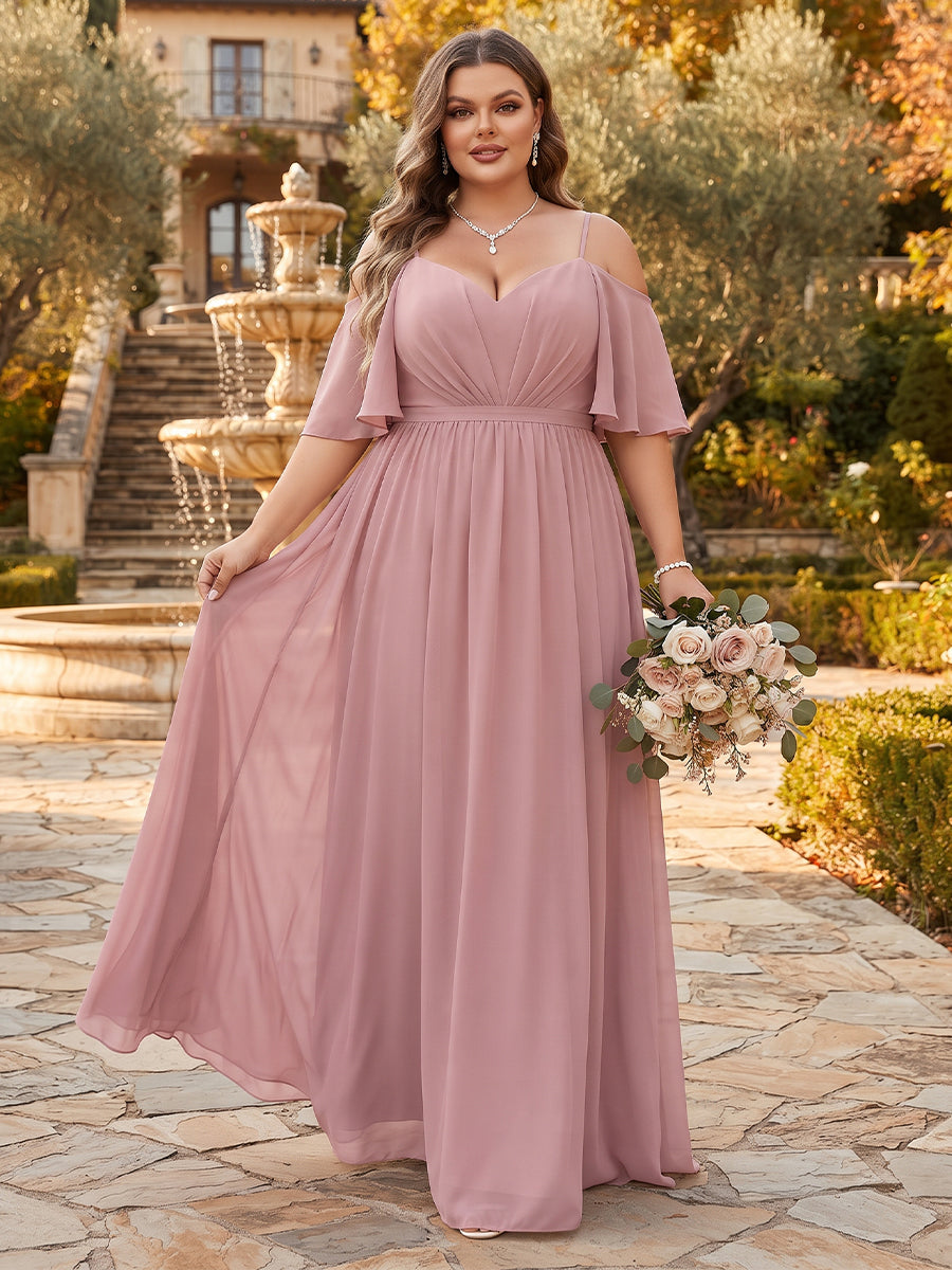 Ysolde Dusty Rose side view bridesmaid dress