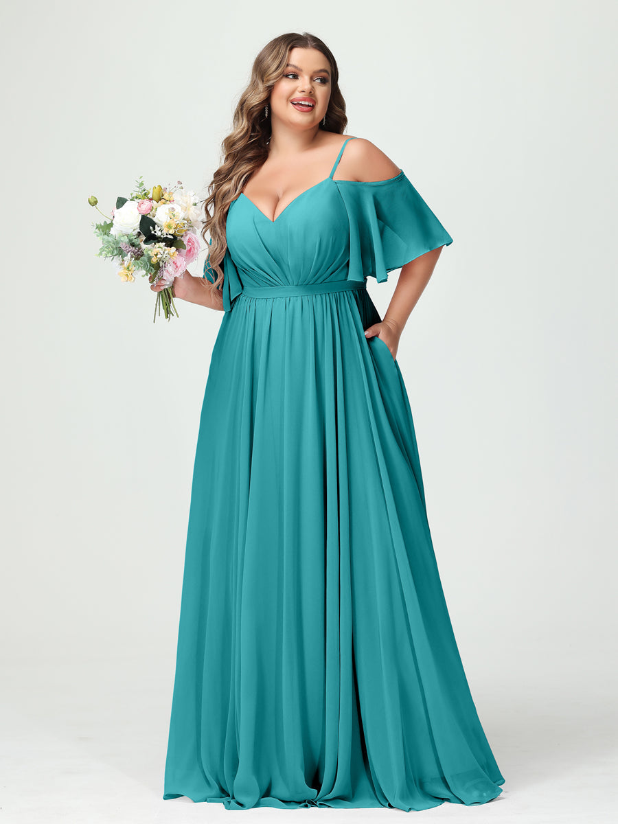 Ysolde Turquoise front view bridesmaid dress
