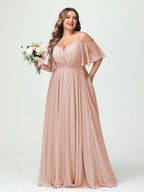 Ysolde Blush front view bridesmaid dress