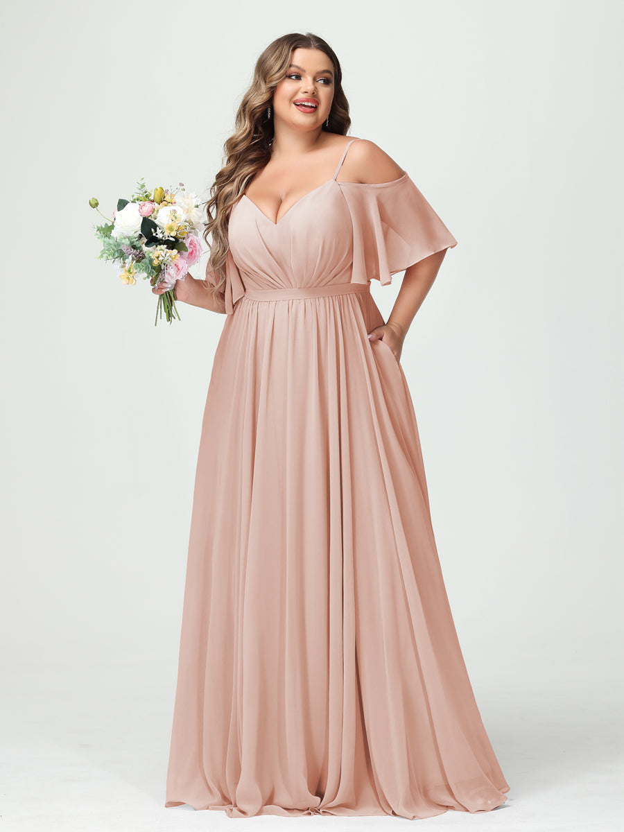 Ysolde Blush front view bridesmaid dress