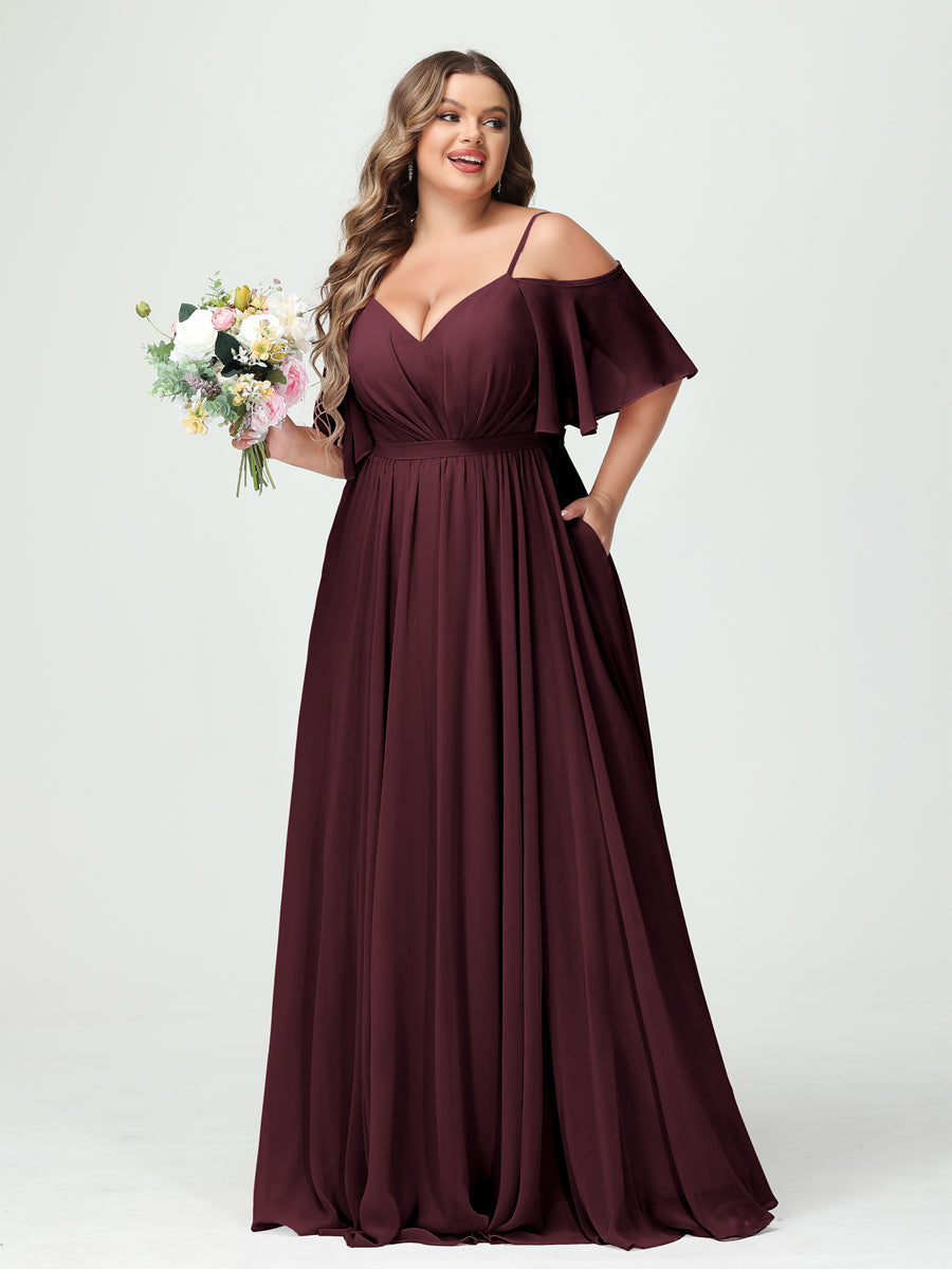 Ysolde Burgundy front view bridesmaid dress