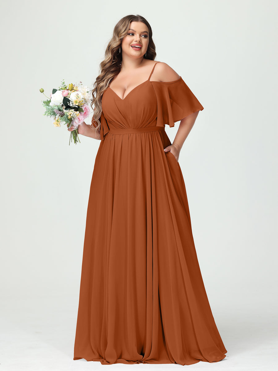 Ysolde Burnt Orange front view bridesmaid dress