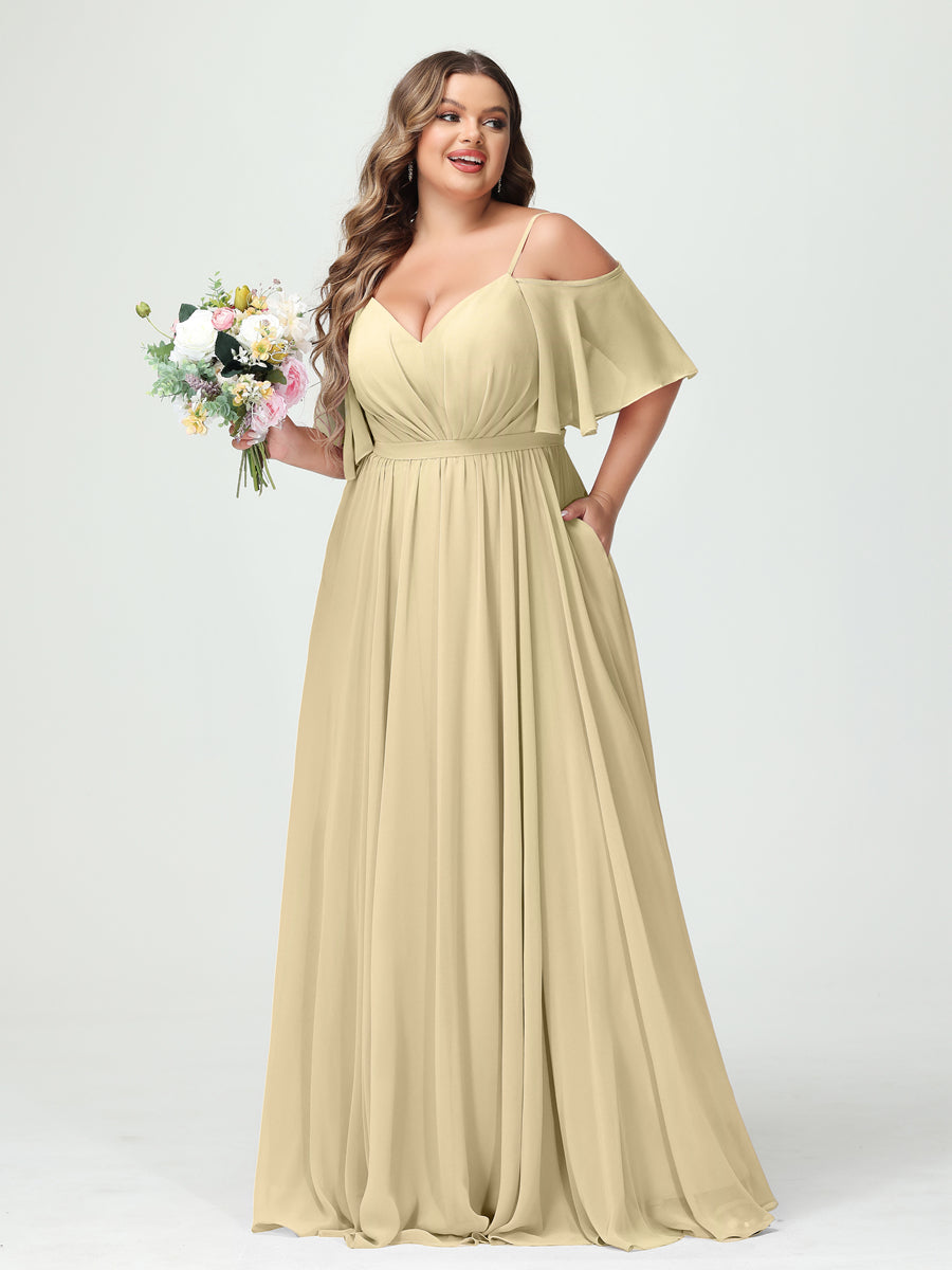 Ysolde Champagne back view bridesmaid dress