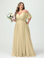 Ysolde Champagne back view bridesmaid dress