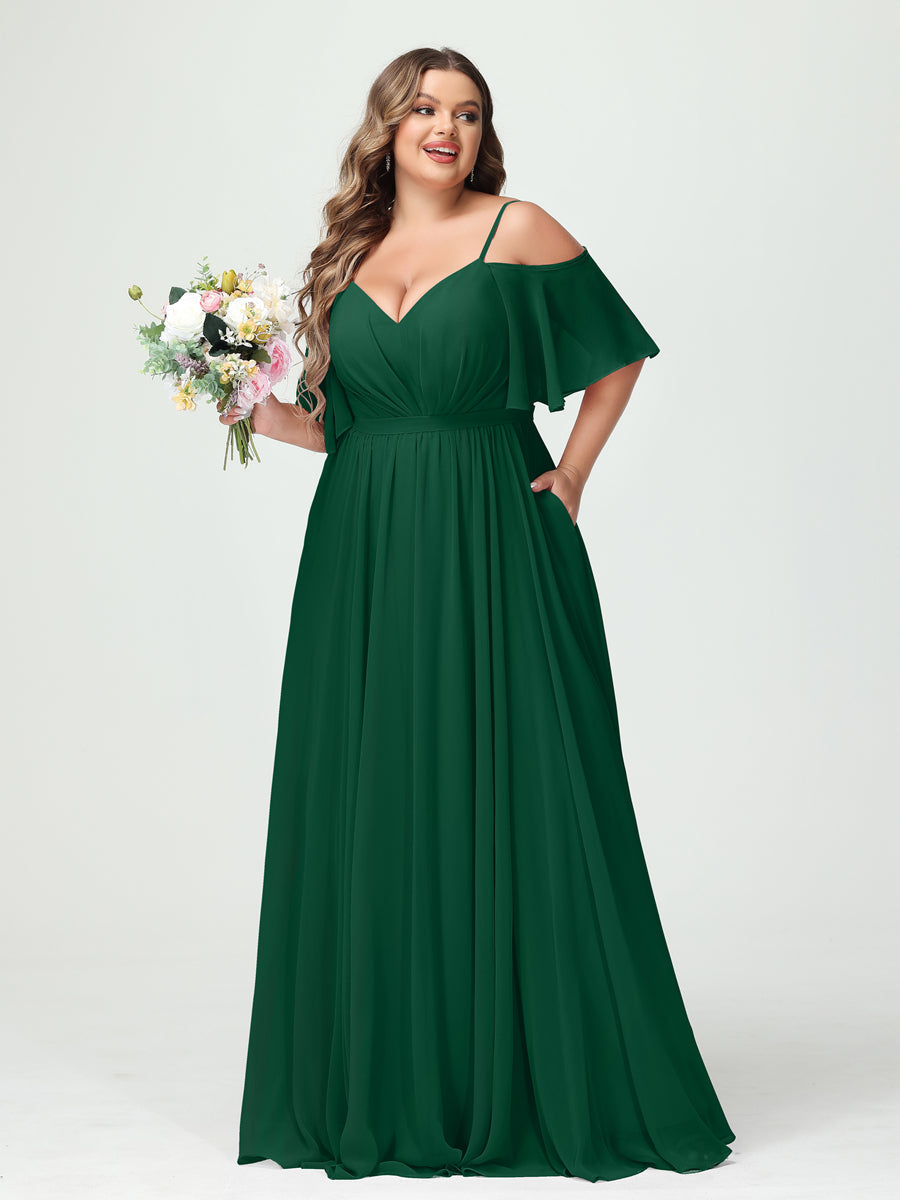 Ysolde Hunter Green front view bridesmaid dress