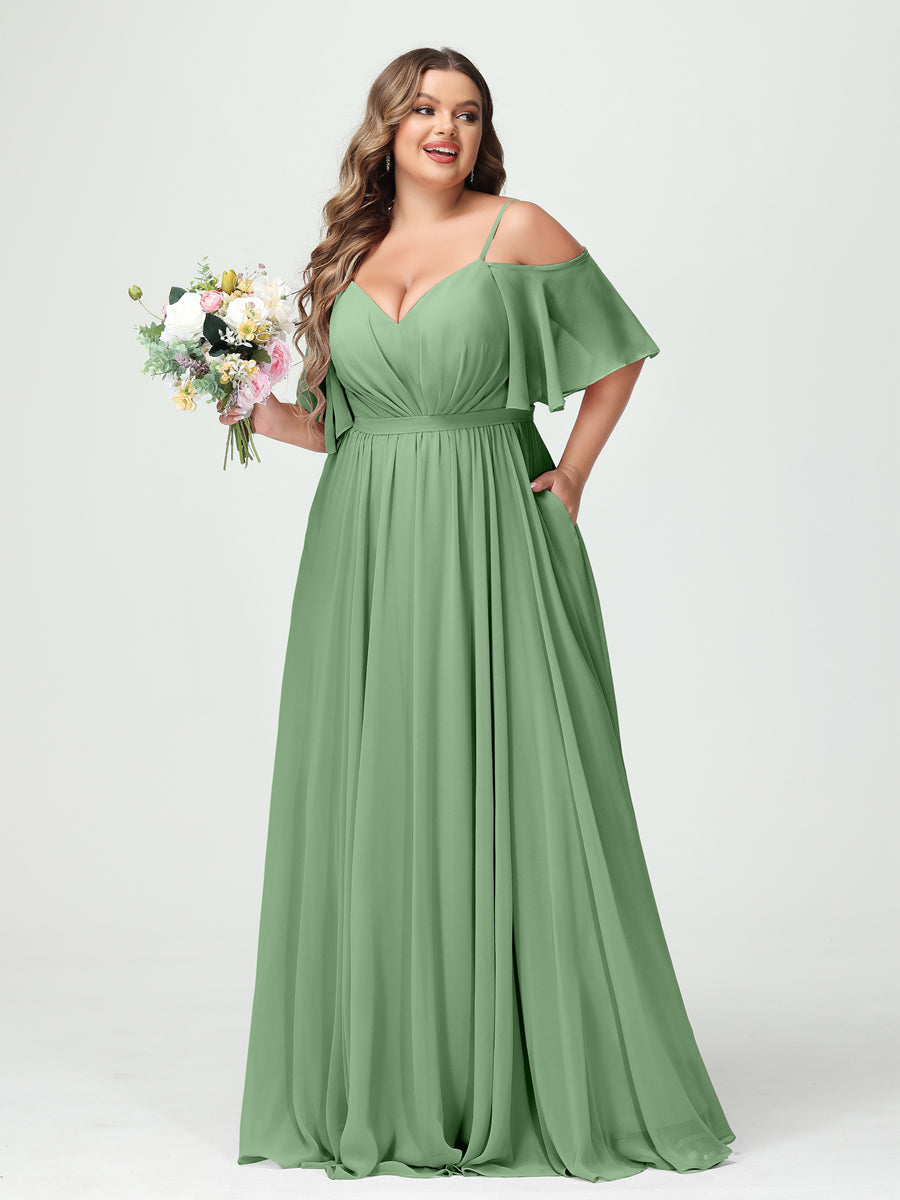 Ysolde Sage Green back view bridesmaid dress