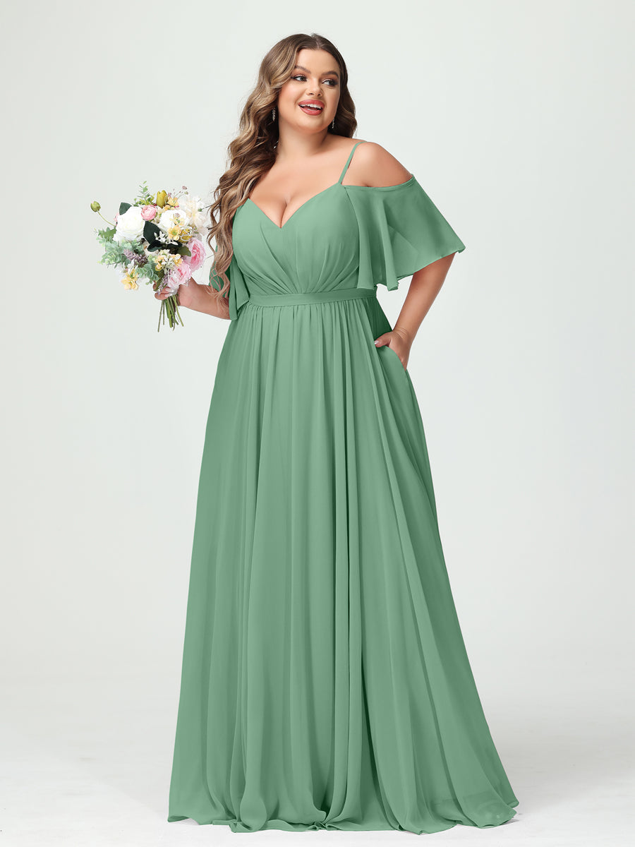 Ysolde Eucalyptus front view bridesmaid dress
