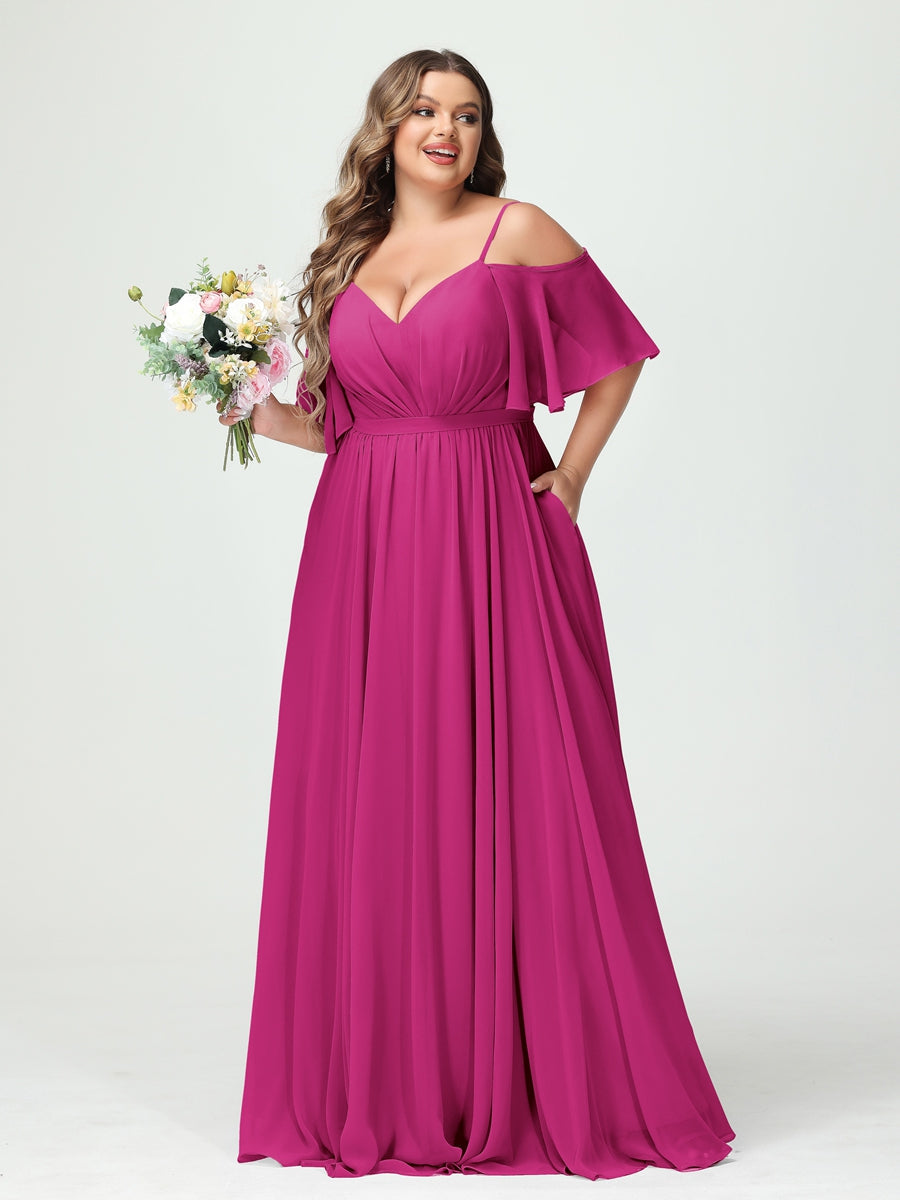 Ysolde Fuchsia back view bridesmaid dress