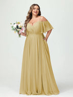 Ysolde Gold back view bridesmaid dress
