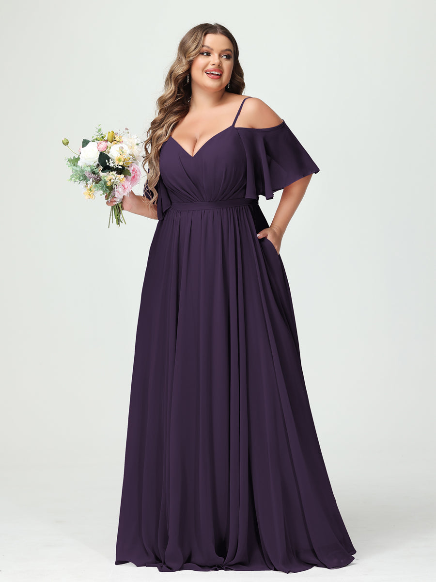 Ysolde Grape front view bridesmaid dress