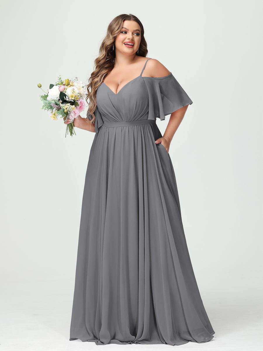 Ysolde Grey front view bridesmaid dress