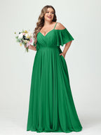 Ysolde Forest Green front view bridesmaid dress