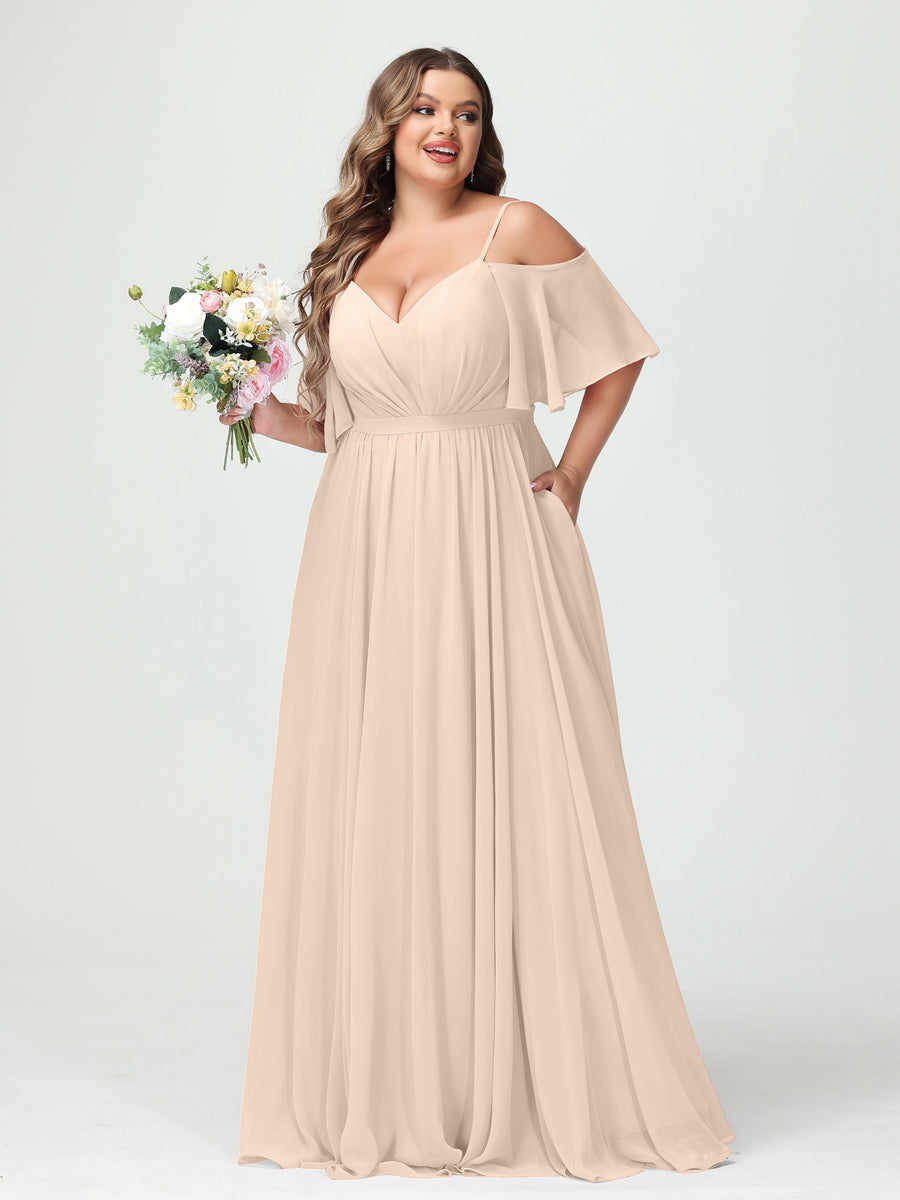Ysolde Champagne front view bridesmaid dress