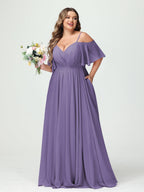 Ysolde Lilac back view bridesmaid dress