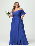 Ysolde Royal Blue front view bridesmaid dress