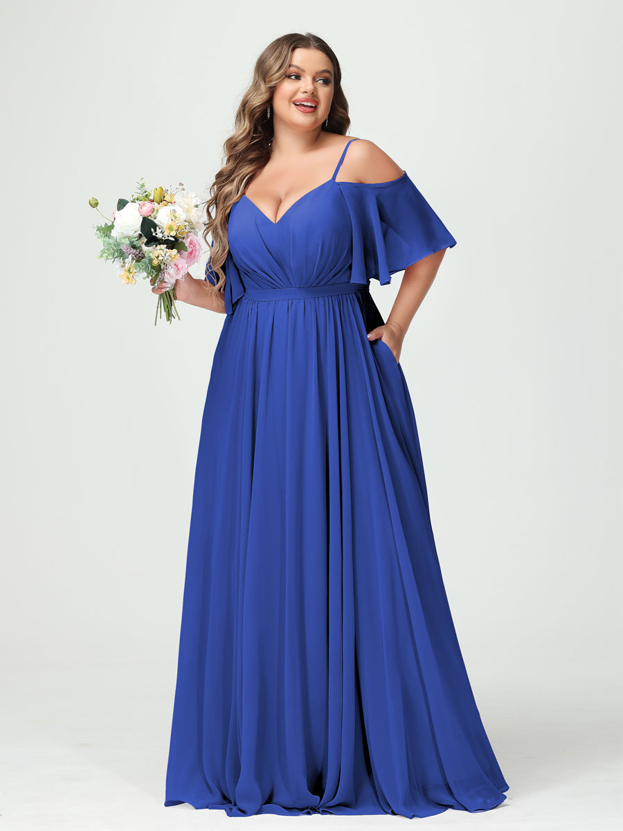 Ysolde Royal Blue front view bridesmaid dress