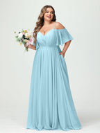 Ysolde Sky Blue back view bridesmaid dress