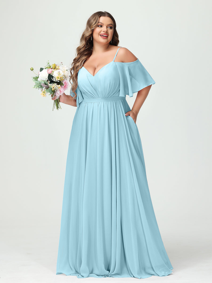 Ysolde Sky Blue back view bridesmaid dress