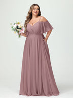 Ysolde Mauve front view bridesmaid dress