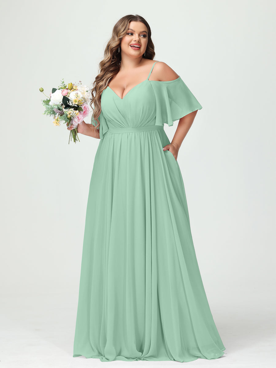 Ysolde Mint Green front view bridesmaid dress