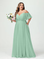Ysolde Mint Green front view bridesmaid dress