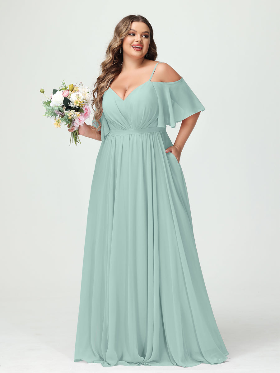 Ysolde Pool Blue front view bridesmaid dress