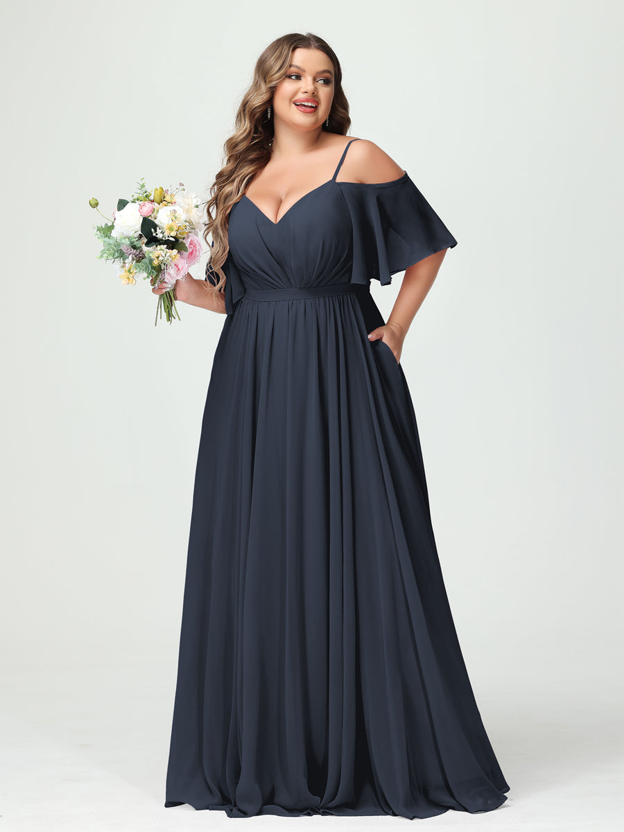 Ysolde Navy Blue front view bridesmaid dress
