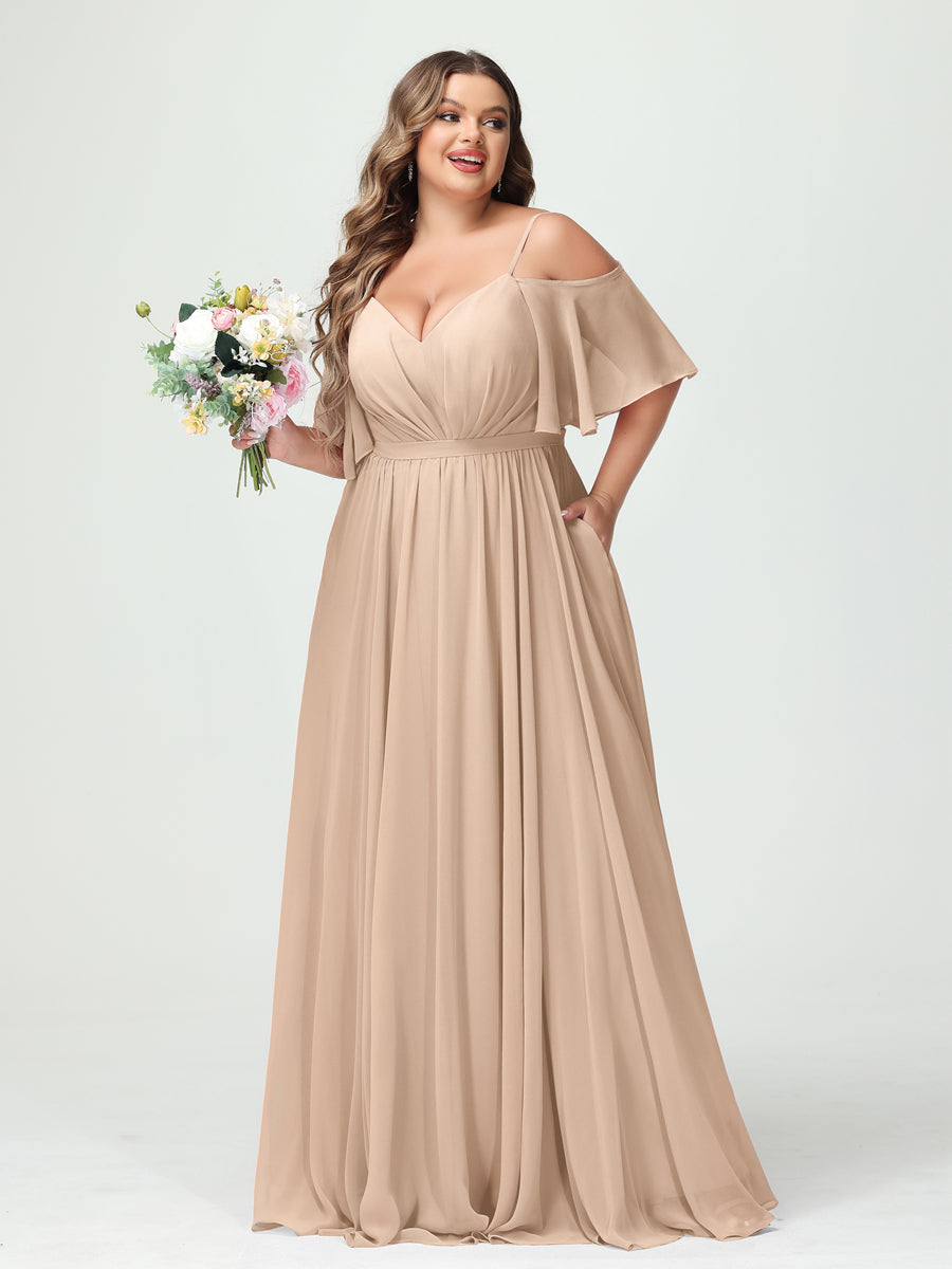 Ysolde Peach front view bridesmaid dress