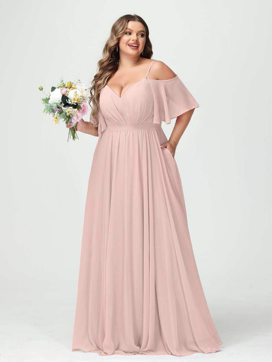 Ysolde Pearl Pink front view bridesmaid dress