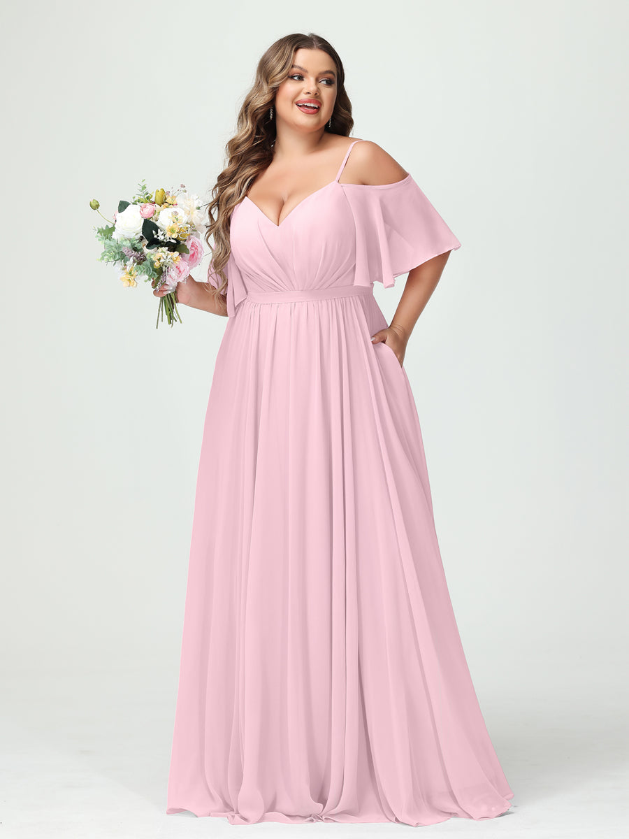 Ysolde Rose Pink front view bridesmaid dress