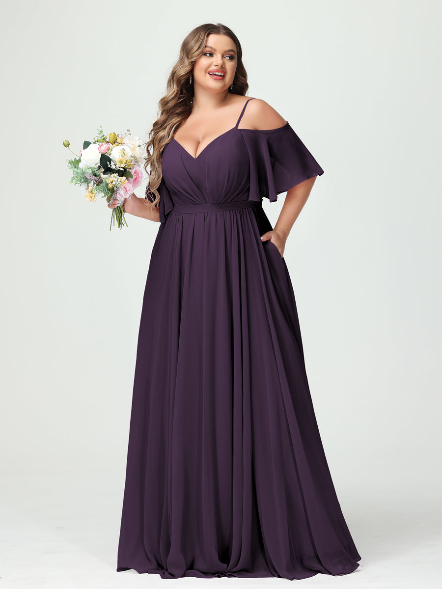 Ysolde Plum back view bridesmaid dress