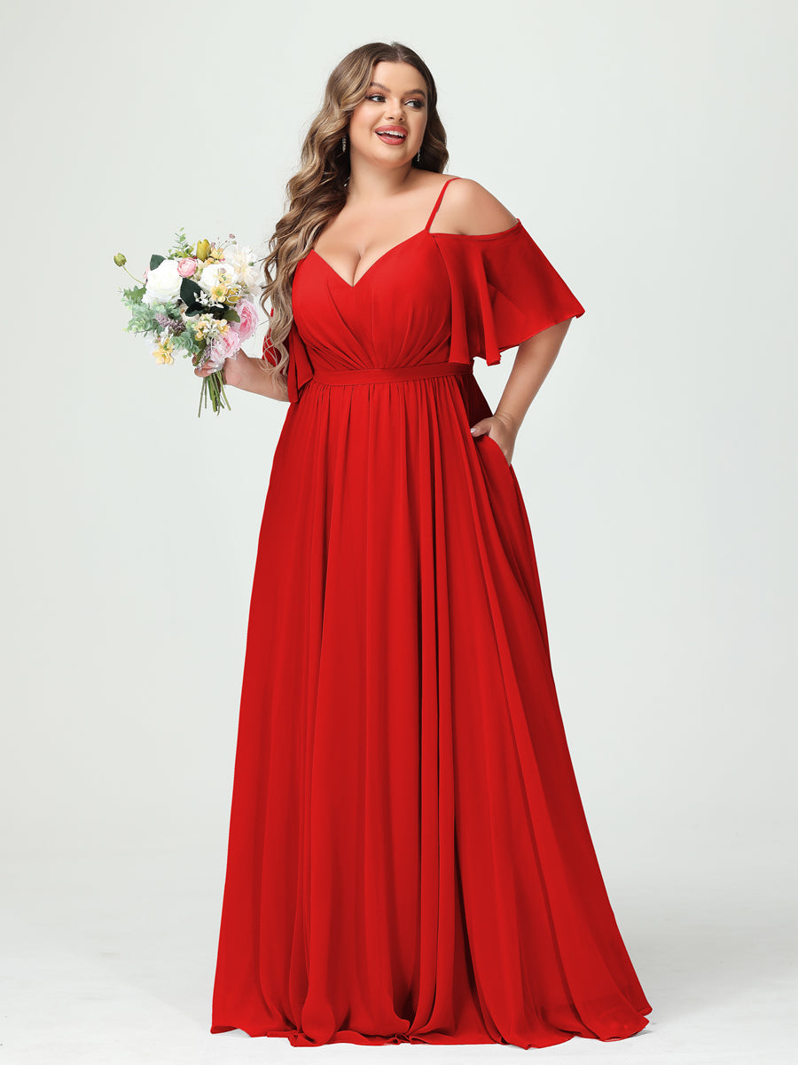 Ysolde Red front view bridesmaid dress